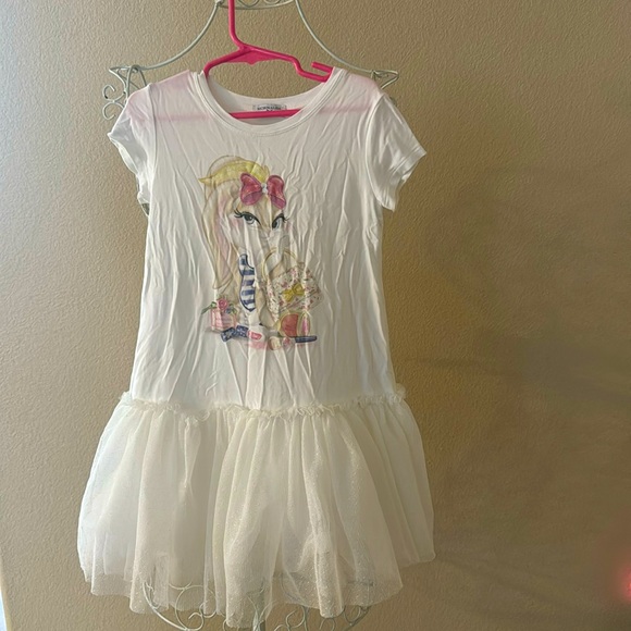 MonnaLisa, girls, size 5, darling white bunny dress with tulle skirt - Picture 1 of 3